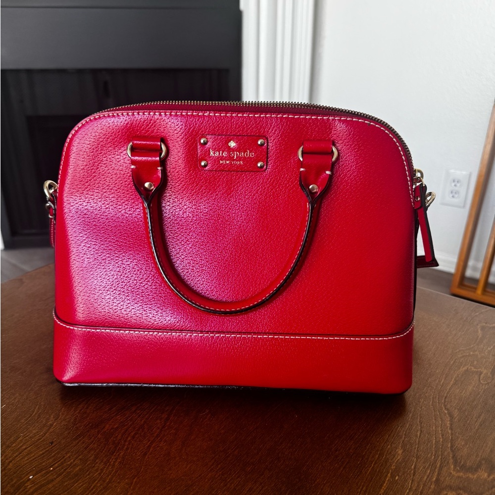 kate spade Red Dome Satchel Leather Handbag